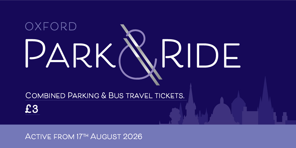 Oxford Park&Ride, Combined Parking & Bus Travel Tickets. £3.