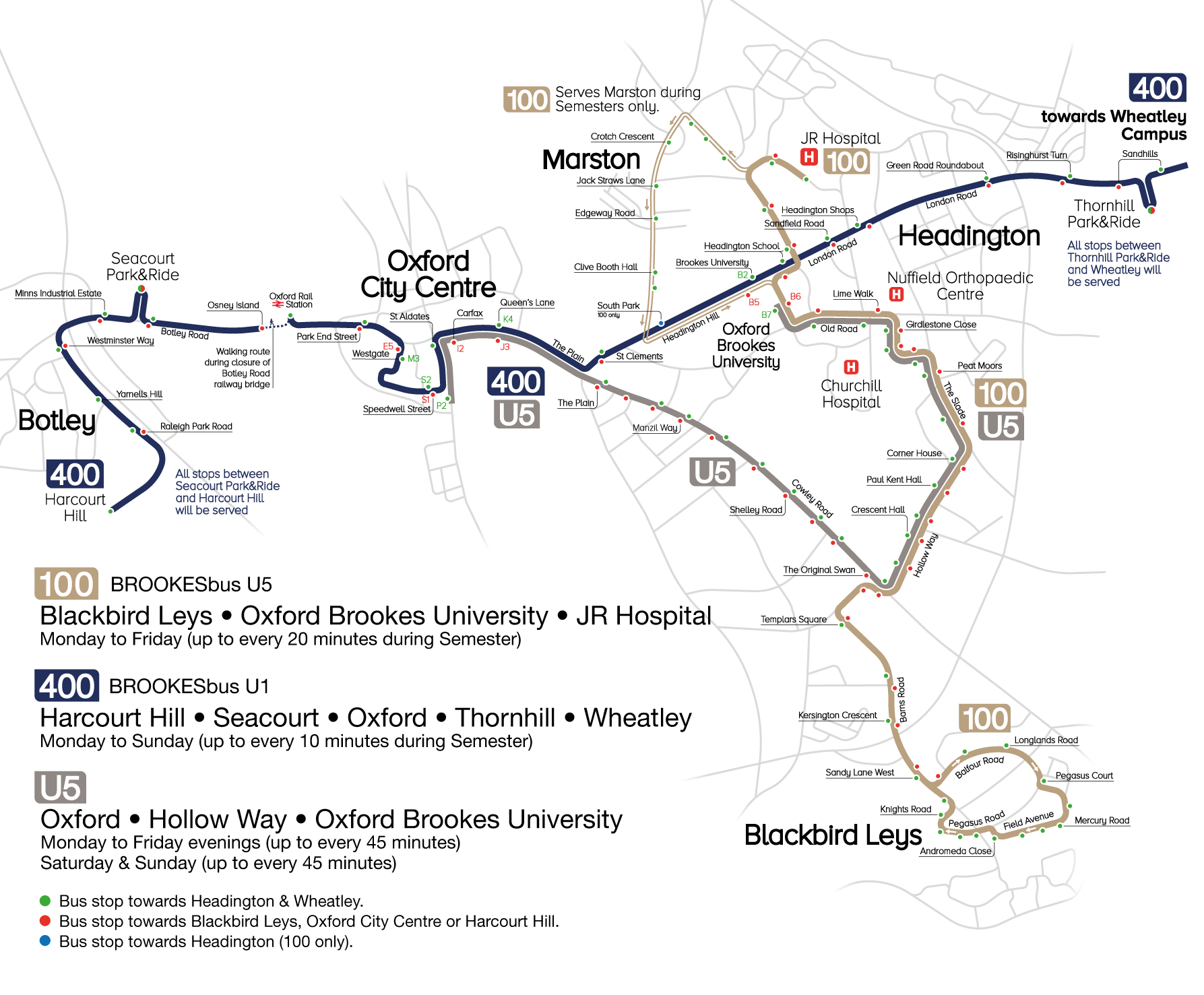 BROOKESbus Network map from May 2023