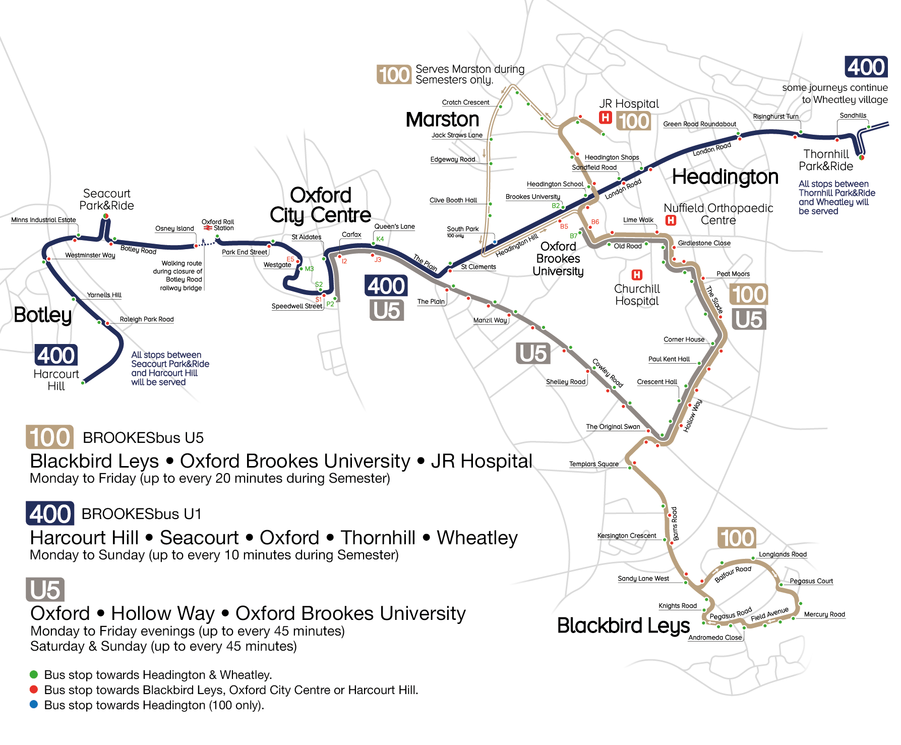 BROOKESbus Network map from July 2024