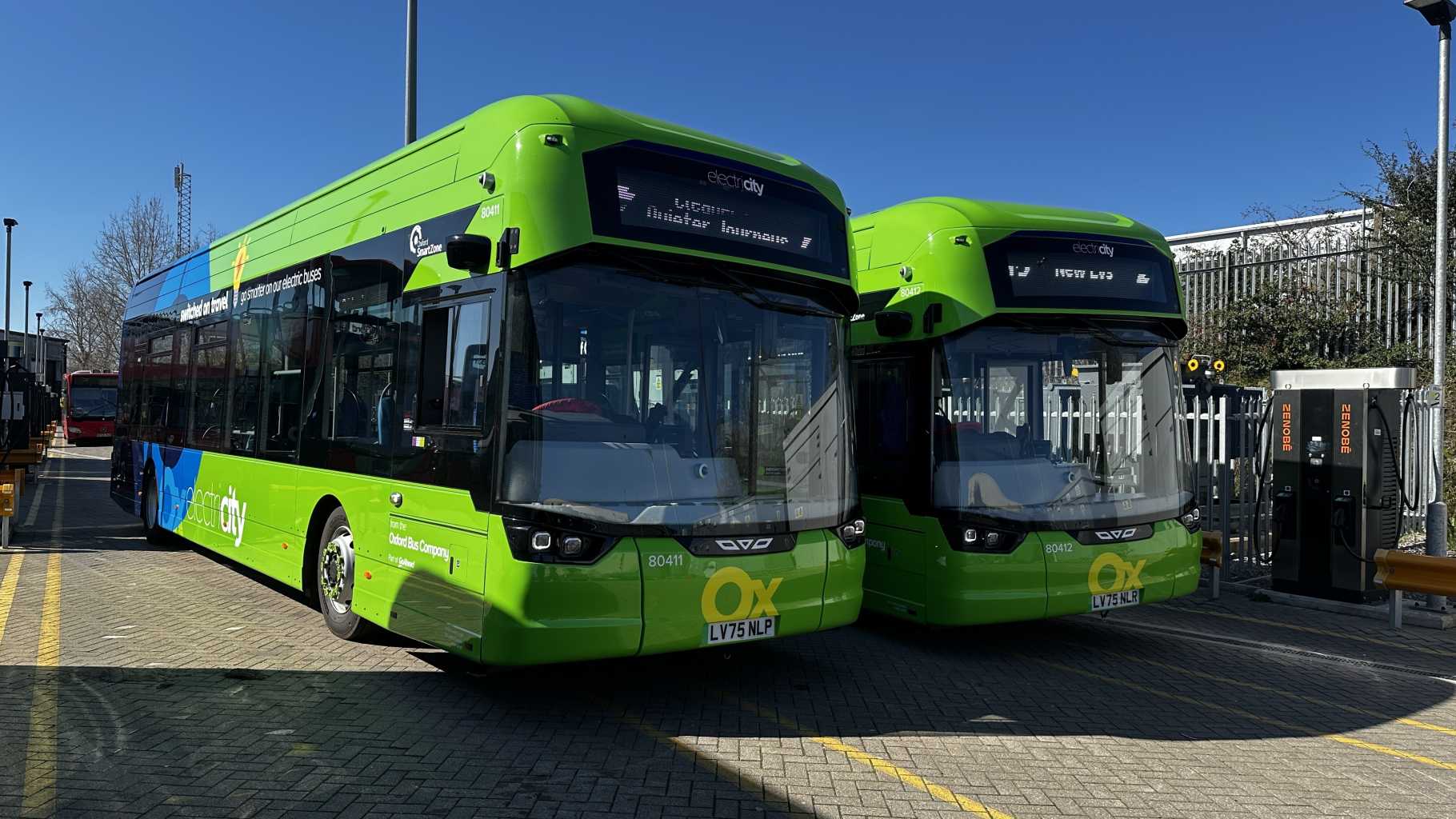 Two single-decker EVS at Oxford Bus Company depot