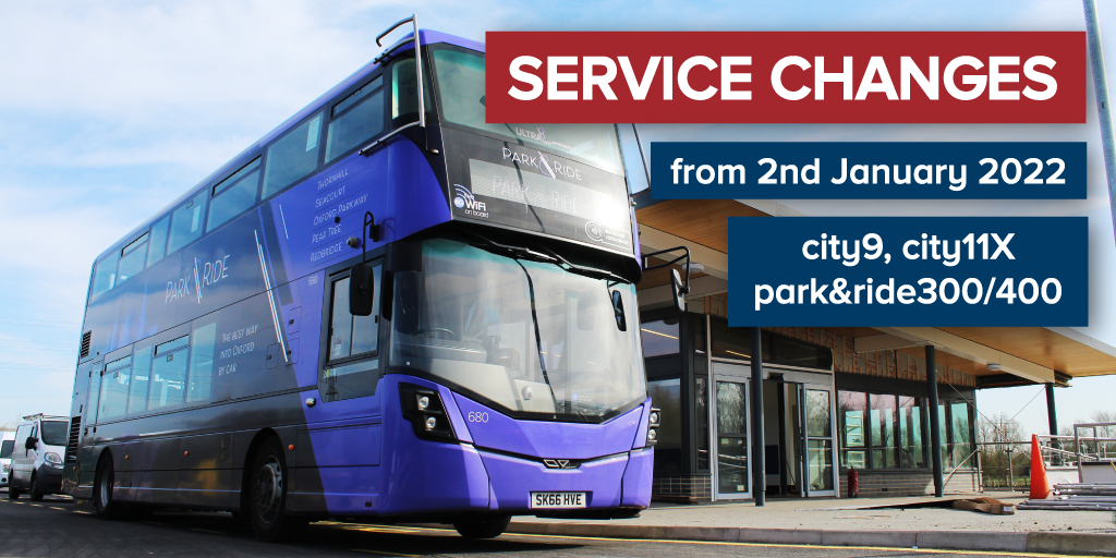 Service changes to city9, park&ride300/400 and city11X from 2nd January 2022