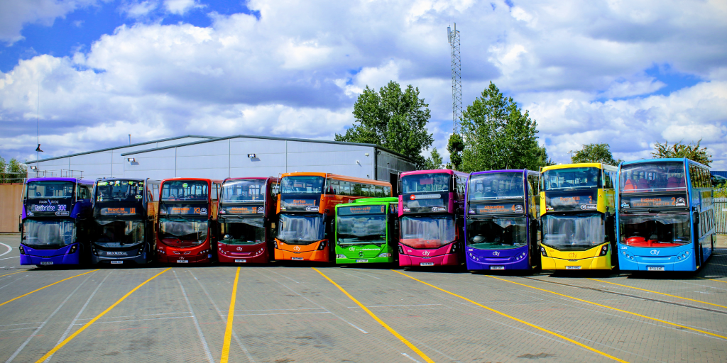 Photo of a fleet of buses