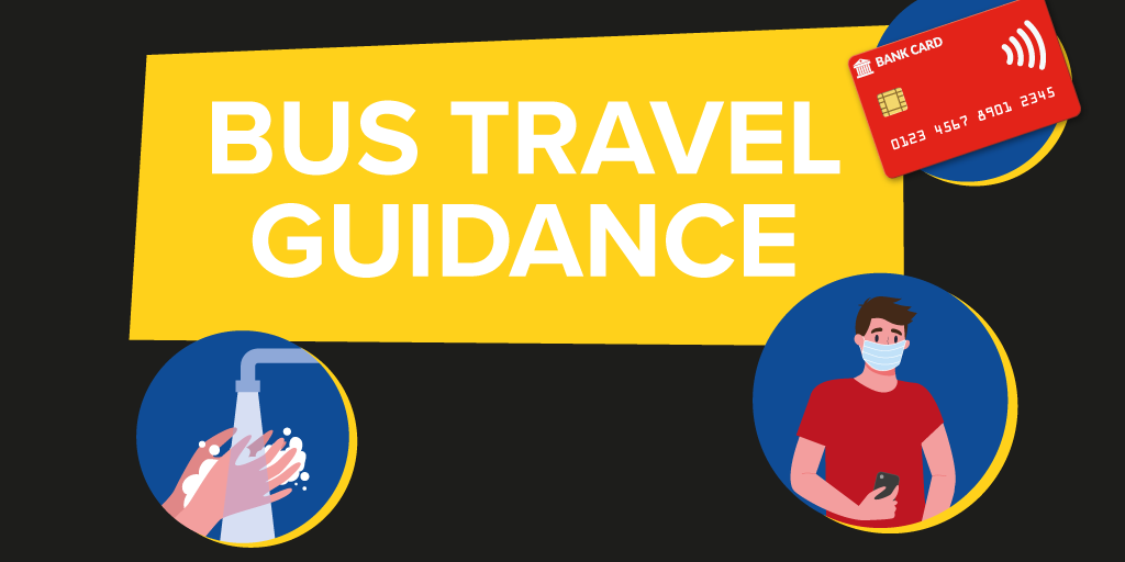 Illustration reading 'Bus travel guidance'