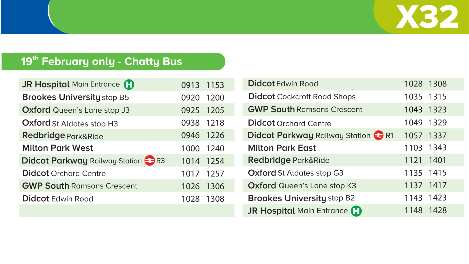 Chatty Bus - 19th February 2026 - X32 | Oxfordshire MarketPlace